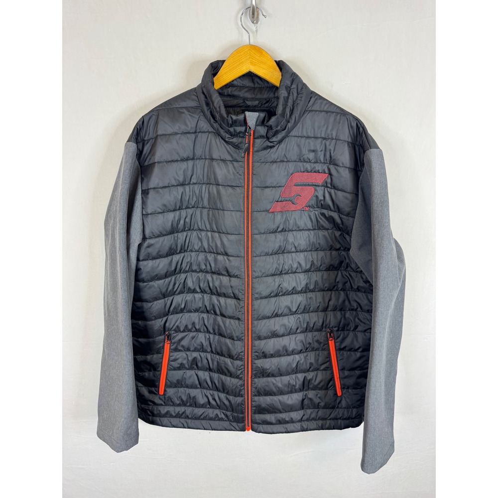 Snap-on Mens Hybrid Puffer Jacket Black Grey Full Zip Fleece Lined XL FW3092X